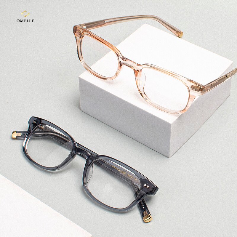 Eyeglasses Frames Manufacturer - Unisex Classic Small Square Acetate Prescription Optical Computer with Solid Pattern