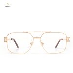 Eyeglasses Frames Manufacturer - New Arrived Golden Metal Full-rim Unisex Computer Pilot for Anti Blue Light