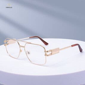 Eyeglasses Frames Manufacturer - New Arrived Golden Metal Full-rim Unisex Computer Pilot for Anti Blue Light