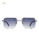 Sunglasses Manufacturer - Custom Engraving Logo Available Fashion Rimless UV400 Metal Gold Frames Diamond Cut