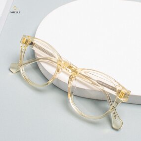 Eyeglasses Manufacturer - Mazzucchelli Unisex Round Transparent Yellow Acetate Stylish for Computers