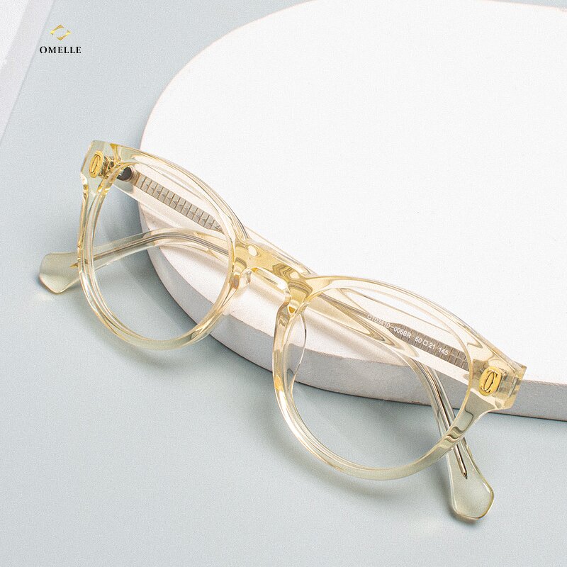 Eyeglasses Manufacturer - Mazzucchelli Unisex Round Transparent Yellow Acetate Stylish for Computers