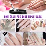 Nail Glue Gel - Natural Long Lasting Multi-function Solid for Press on Nails