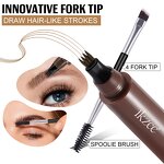 Eyebrow Pen Manufacturer - Natural Vegan Waterproof 4 Fork Tip Spoolie Brush