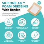 Foam Dressing - 5 Packs 4"x4" Waterproof Sterile Silicone AG Border Adhesive