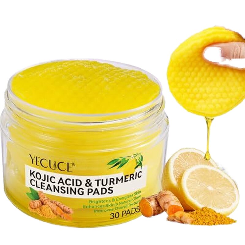 Cotton Pad Manufacturer - 30pcs Vitamin C Tumeric Kojic Acid Brightening Cleansing
