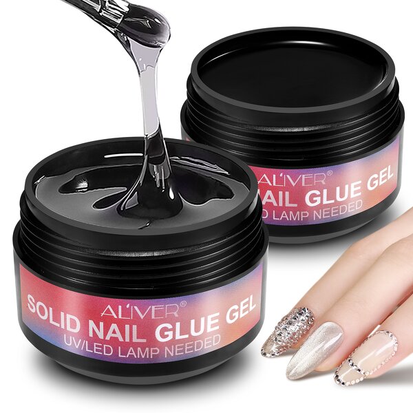 Nail Glue Gel - Natural Long Lasting Multi-function Solid for Press on Nails