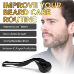 Beard Growth Kit - Organic Serum Derma Roller Grooming Set for Black Men