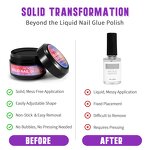 Nail Glue Gel - Natural Long Lasting Multi-function Solid for Press on Nails