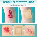 Foam Dressing - 5 Packs 4"x4" Waterproof Sterile Silicone AG Border Adhesive