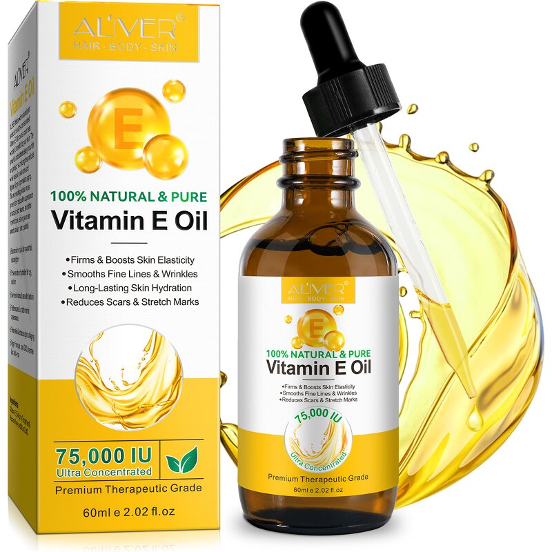 Vitamin E Oil - ALIVER 60ml Organic 100% Pure Face Body Moisturizing Serum