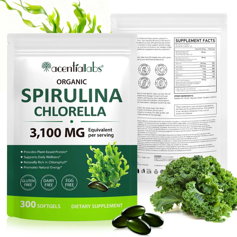 Softgel Manufacturer - AcentialLabs Spirulina 300p 17in1 Super Greens Energy