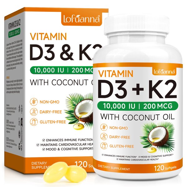 Softgel Manufacturer - Lofuanna Vitamin D3 K2 Vegan Coconut Oil Bone Health