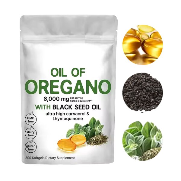 Oregano Oil Softgel Manufacturer - 2-in-1 with Black Seed Oil 6000mg & 200mg