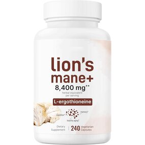 Lions Mane Capsules - Manufacturer - Micro Ingredients 8400mg L-Ergothioneine 240 Vegan