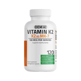 Vitamin K2 MK-7 Capsules Manufacturer - Private Label Non-GMO Gluten-Free for Bones & Immunity
