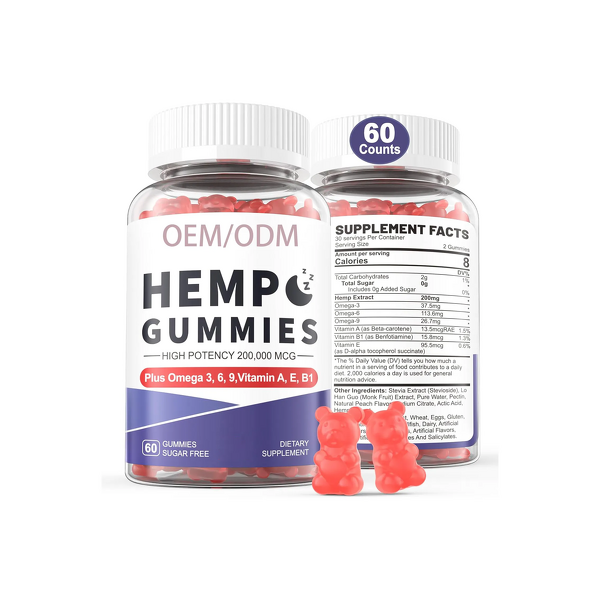 Hemp Oil Gummies - Manufacturer - OEM ODM 200mg Zero Sugar Omega 3 6 9 Vitamin E