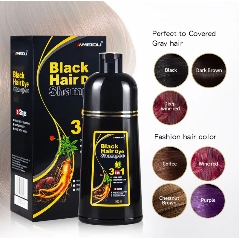 Hair Dye Shampoo Manufacturer - Meidu Wholesale Private Label Covers Gray, Brown Herbal