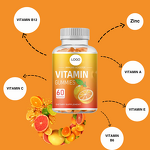 Vitamin Gummy Manufacturer - Adult Multi with C, B12, Zinc Orange Flavor, 60-count