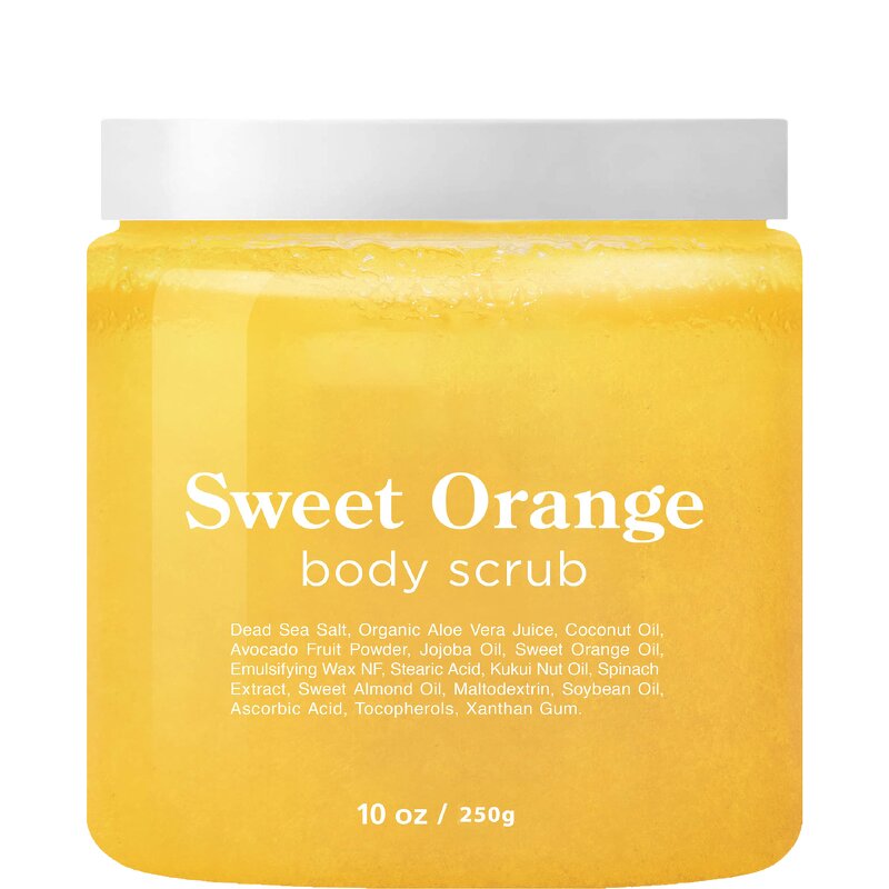 Orange Body Scrub - Manufacturer - Private Label Vegan Sea Salt Fruit Brightening Exfoliating Cleansing