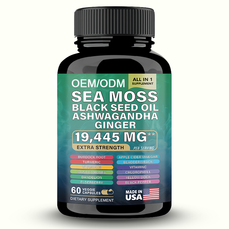 Sea Moss Capsules - Manufacturer - GMP OEM Vegan Seamoss Black Seed Oil Ashwagandha