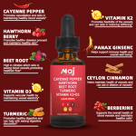 Cayenne Pepper Drops - Manufacturer - OEM 60ml Hawthorn D3 K2 Beet Root Turmeric Curcumin