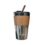 Insulated Glass Drinkware Manufacturer - Double Drink Straw Cup with Leather Cover
