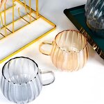 Pumpkin Glass Drinkware Manufacturer - 400ml Heat-Resistant Stripe Milk Tea Cup