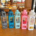 Plastic Sports Water Bottle Manufacturer - 700ML Double-Layer Square with Straw