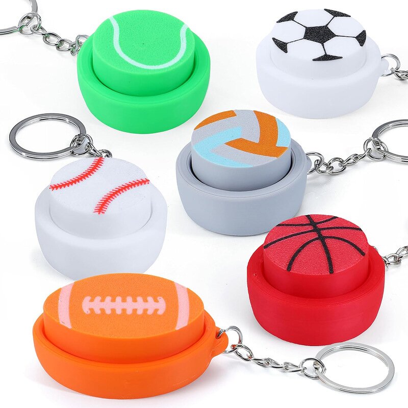 Sports Ball Fidget Clicker - Custom 3D Printed Basketball Football Baseball Keychain