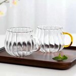 Pumpkin Glass Drinkware Manufacturer - 400ml Heat-Resistant Stripe Milk Tea Cup