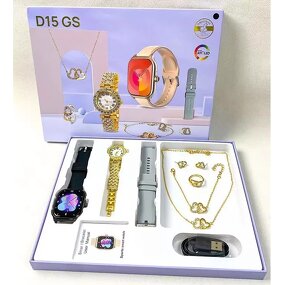 Smart Watch Set - Manufacturer - D15 GS Plus Diamond IP67 Call Email Men Women Gift Pack