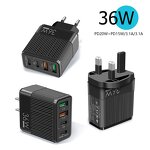 Fast Charging Adapter - Manufacturer - 36W 2USB 2C Short Circuit Protection US UK EU
