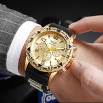 Quartz Watch - Manufacturer - QW75 Gold 40mm Luminous Stainless Steel Complete Calendar