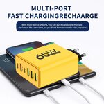USB C Charger - Manufacturer - 65W 6-Port Fast Charging Wall Adapter iPhone Samsung Xiaomi