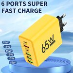 USB C Charger - Manufacturer - 65W 6-Port Fast Charging Wall Adapter iPhone Samsung Xiaomi