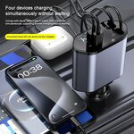Car Charger - Manufacturer - PD QC3.0 120W Retractable 4-in-1 Cigarette Lighter USB C