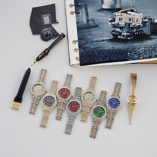 Quartz Watch - Manufacturer - Men 42mm Steel Roman Diamond Crystal Shanghai Quartz