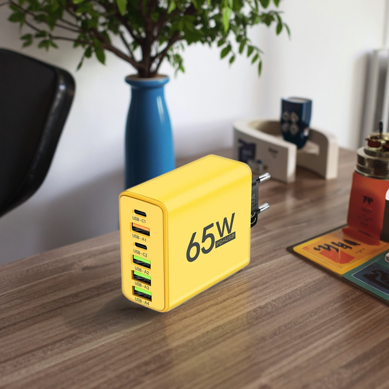 USB C Charger - Manufacturer - 65W 6-Port Fast Charging Wall Adapter iPhone Samsung Xiaomi