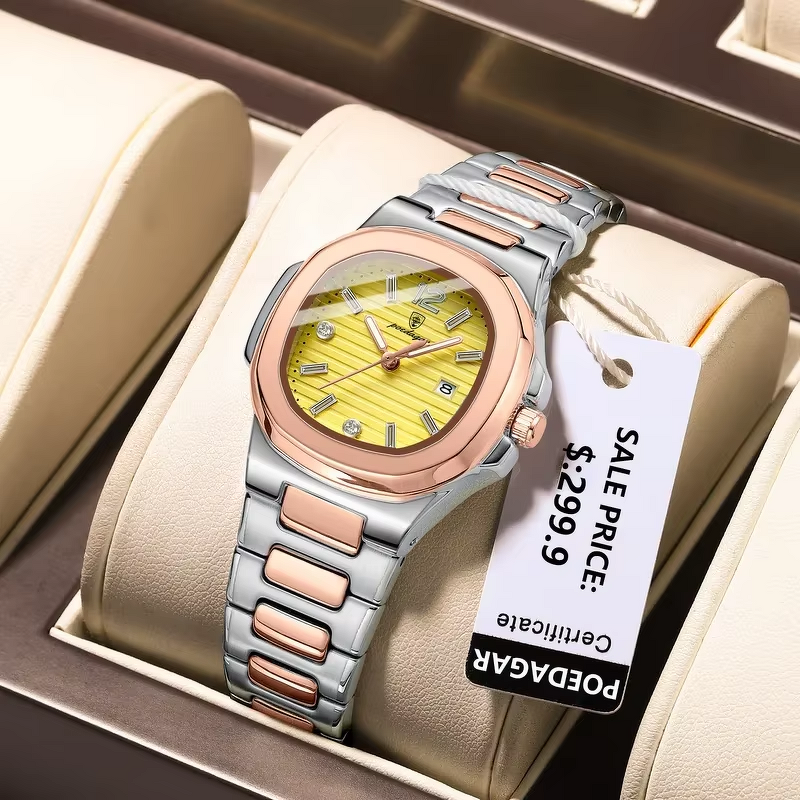 Quartz Watch - Manufacturer - 708 Ladies Antique Square Waterproof Luminous Date Stainless