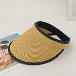 Custom Straw Visor - Manufacturer - Women's UPF80+ Two Tone Fine Braid Sunscreen Beach