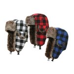 Faux Fur Trapper Hat - Manufacturer - Wholesale Plaid Lined Outdoor Sports Fishing Character