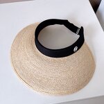 Luxury Raffia Visor - Manufacturer - Women's UPF80+ Large Brim Floppy Foldable Ponytail Beach