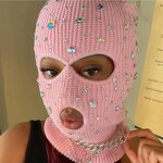 Rhinestone Balaclava - Manufacturer - Custom Logo Rhinestones Funny Knitted Acrylic Ski Skull
