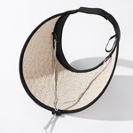 Straw Sun Visor Hat - Manufacturer - Women's Large Brim UPF50+ Ponytail Packable Beach