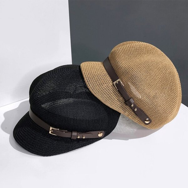 Straw Beret Cap - Manufacturer - Wholesale Summer Mesh Octagonal Artist Painter Paper Belt