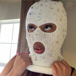 Rhinestone Balaclava - Manufacturer - Custom Logo Rhinestones Funny Knitted Acrylic Ski Skull