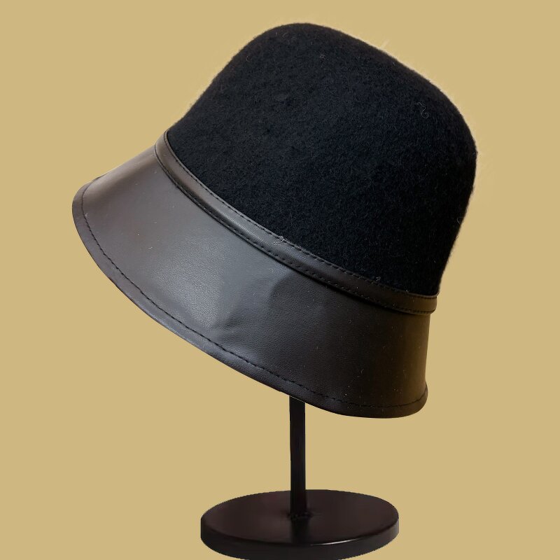Wool Cloche Hat - Manufacturer - Luxury Womens Winter Wide Brim 100%Pure Wool Felt Bowler