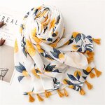 Orange Flower Scarf - Manufacturer - Hot Sell Stylish Printed Cotton Voile Muslim Hijabs