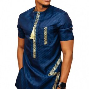 Shirt Manufacturer - African Middle East Printed Short Sleeve Button Decor